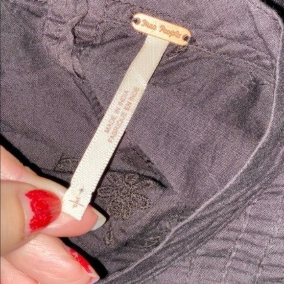 Free People Black Anthracite Peasant Blouse Bell Sleeve Flowy Top Boho Grunge - Picture 10 of 11